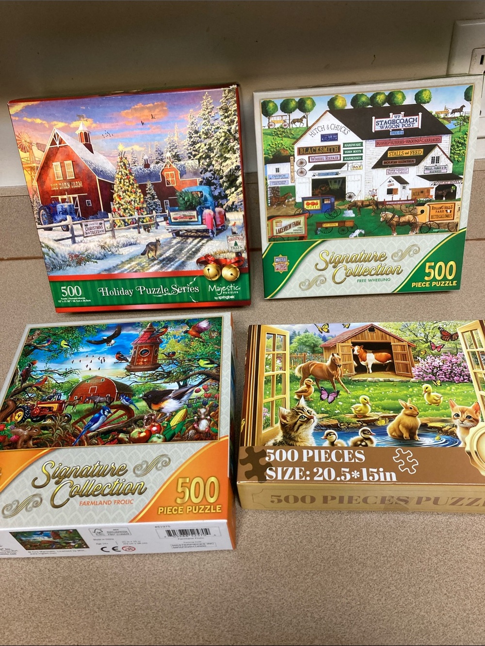 Set of 4-500-Piece Jigsaw Puzzle - Multicolor